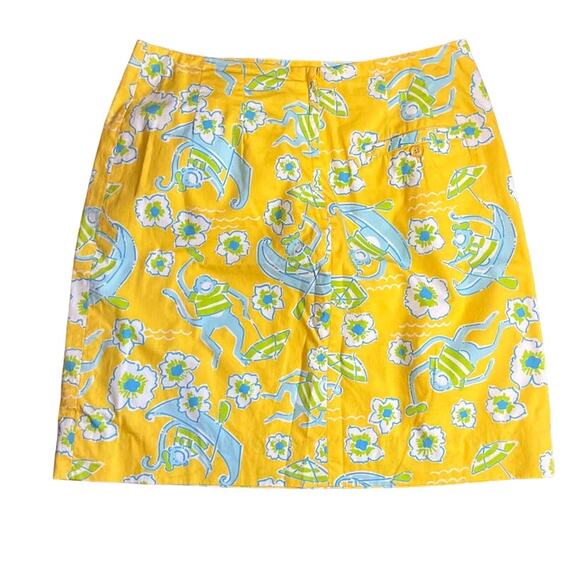Lilly Pulitzer Les Monkey Print Yellow Skirt Size 6 Vintage White label - Picture 2 of 11